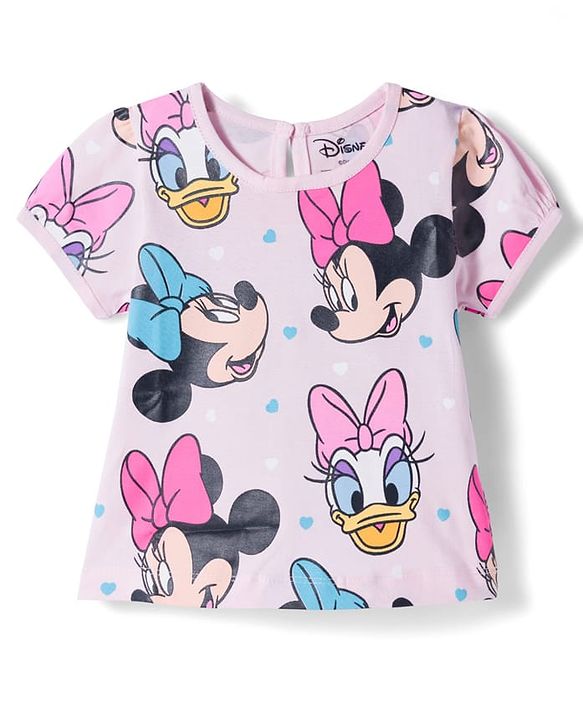 Babyhug Disney Single Jersey Knit Half Sleeves T-Shirts With Minnie Mouse Graphics Pack of 3 - Pink Blue & White