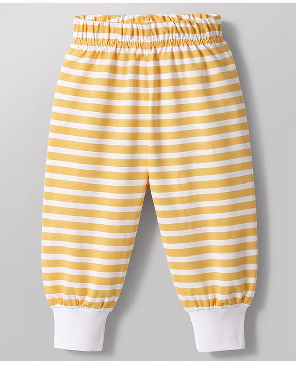 Babyhug Cotton Knit Full Sleeves Striped & Animal Printed Co-Ords T-Shirt & Pyjama Night Suit Pack Of 2 - Multicolor