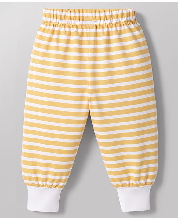 Babyhug Cotton Knit Full Sleeves Striped & Animal Printed Co-Ords T-Shirt & Pyjama Night Suit Pack Of 2 - Multicolor