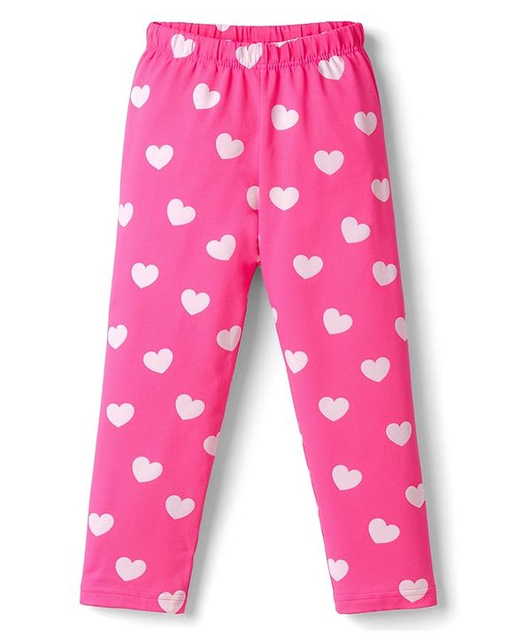 Babyhug 100% Cotton Knit Half & Full Sleeves T-Shirts & Pyjamas Co-ord Night Suits with Heart & Fruit Print Pack of 2 - Multicolor