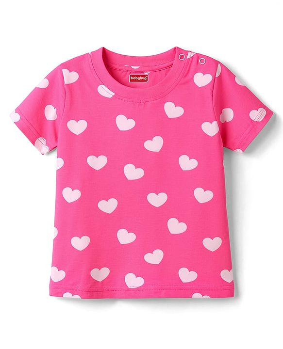 Babyhug 100% Cotton Knit Half & Full Sleeves T-Shirts & Pyjamas Co-ord Night Suits with Heart & Fruit Print Pack of 2 - Multicolor