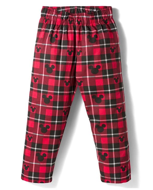 Pine Kids Disney Cotton Woven Full Sleeves Shirt & Pyjama Co-ord Night Suit With Mickey Mouse Print - Multicolor