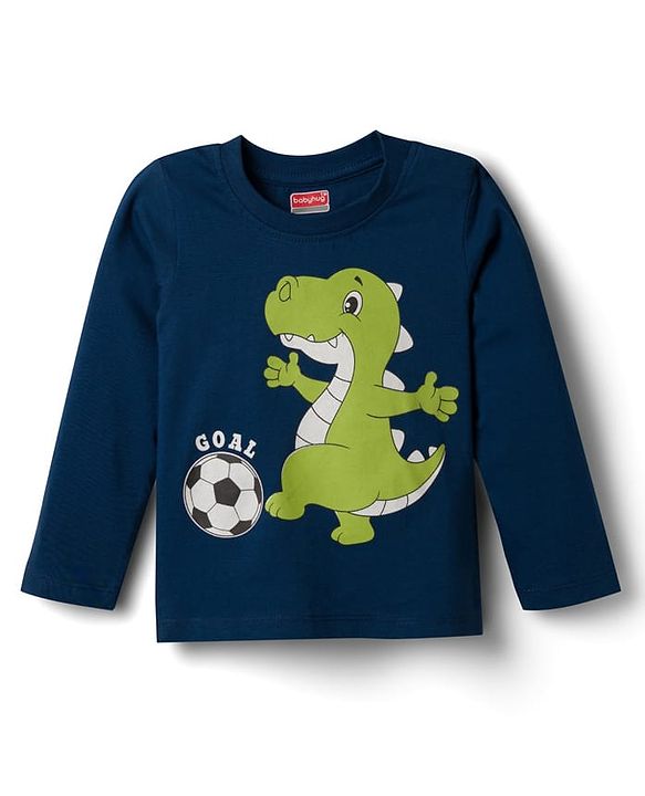 Babyhug 100% Cotton Knit Full Sleeves T-Shirt & Pyjama Night-Suit With Dino & Football Print Pack of 2 - Multicolor