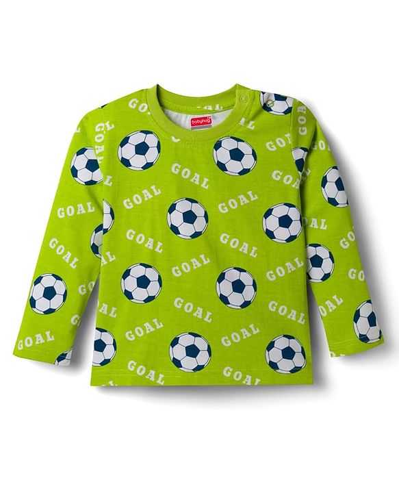 Babyhug 100% Cotton Knit Full Sleeves T-Shirt & Pyjama Night-Suit With Dino & Football Print Pack of 2 - Multicolor