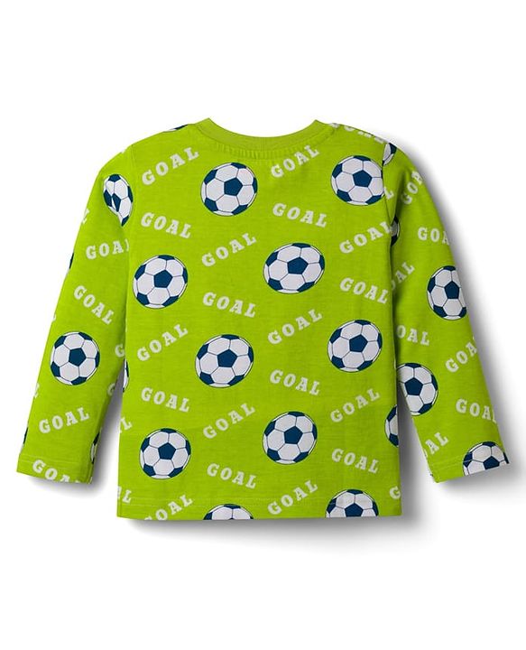 Babyhug 100% Cotton Knit Full Sleeves T-Shirt & Pyjama Night-Suit With Dino & Football Print Pack of 2 - Multicolor