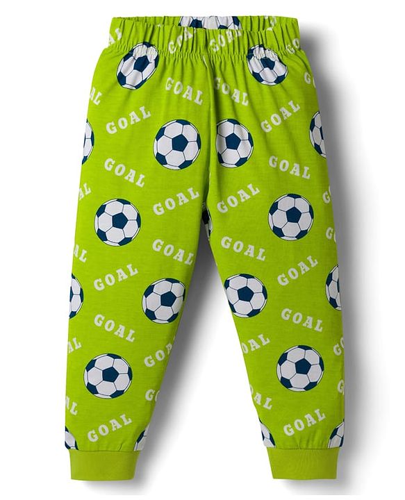Babyhug 100% Cotton Knit Full Sleeves T-Shirt & Pyjama Night-Suit With Dino & Football Print Pack of 2 - Multicolor