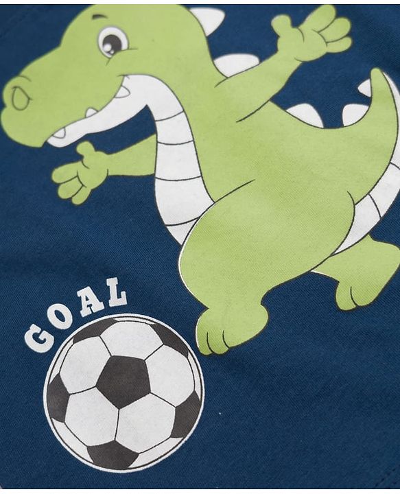 Babyhug 100% Cotton Knit Full Sleeves T-Shirt & Pyjama Night-Suit With Dino & Football Print Pack of 2 - Multicolor