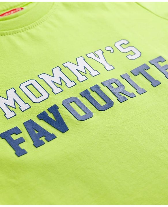 Babyhug Cotton Knit Half Sleeves T-Shirt with Mommy's Favourite Print - Light Green
