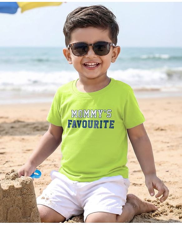 Babyhug Cotton Knit Half Sleeves T-Shirt with Mommy's Favourite Print - Light Green