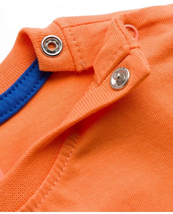 Babyhug 100% Cotton Knit Half Sleeves Solid T-Shirt - Orange