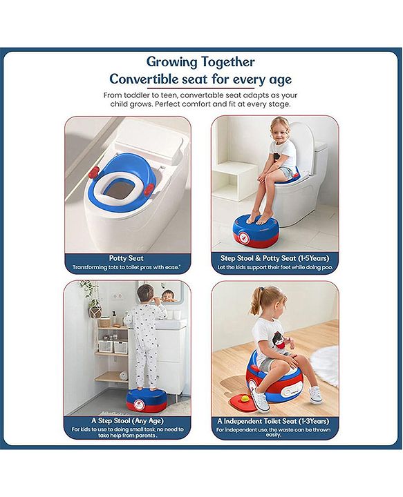 Babyhug 3-In-1 Baby Toilet Training Seat with Anti-Skip Pads and Step Stool - Green Yellow| Removable Potty Pot| Potty Training Seat| Potty Seat cum Chair for Kids 1-6 Years-Green Yellow