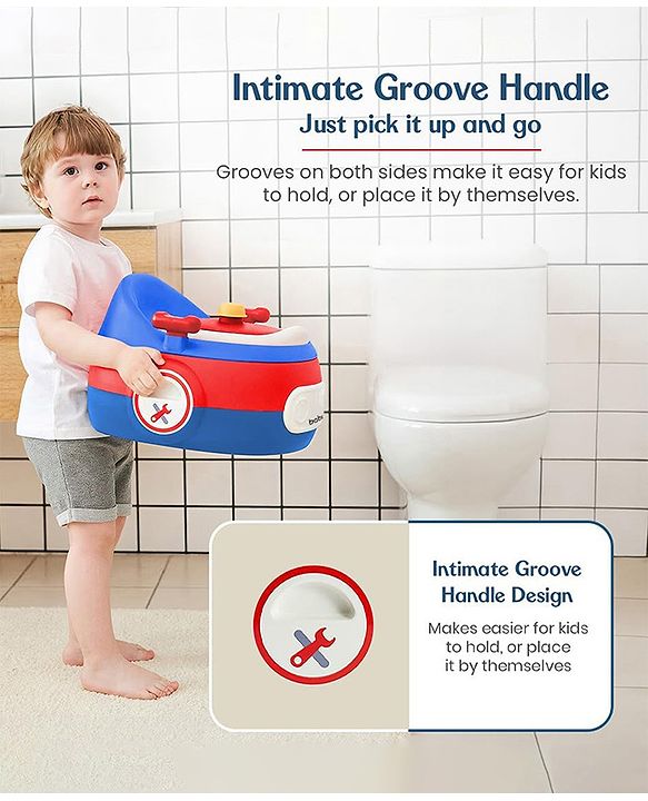 Babyhug 3-In-1 Baby Toilet Training Seat with Anti-Skip Pads and Step Stool - Green Yellow| Removable Potty Pot| Potty Training Seat| Potty Seat cum Chair for Kids 1-6 Years-Green Yellow