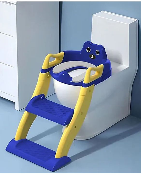 Babyhug Potty Training Toilet Seat with Adjustable Ladder & Step Stool - Green & Yellow| Anti-Slip Toddler Toilet Trainer| Compact Fold for Storage| Compatible with all Commode Types