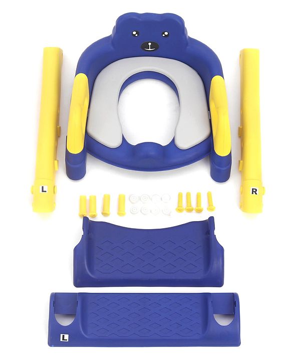 Babyhug Potty Training Toilet Seat with Adjustable Ladder & Step Stool - Green & Yellow| Anti-Slip Toddler Toilet Trainer| Compact Fold for Storage| Compatible with all Commode Types