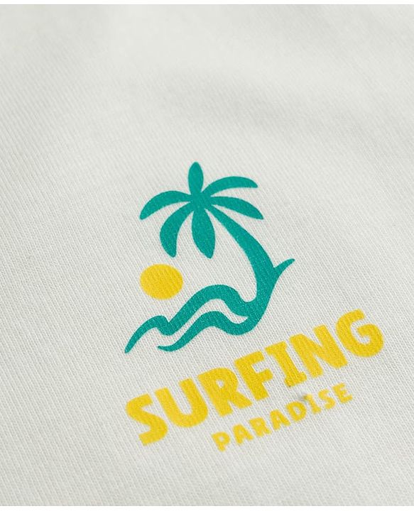Pine Kids 100% Cotton Knit Half Sleeves Beach Theme Printed T-Shirt - White
