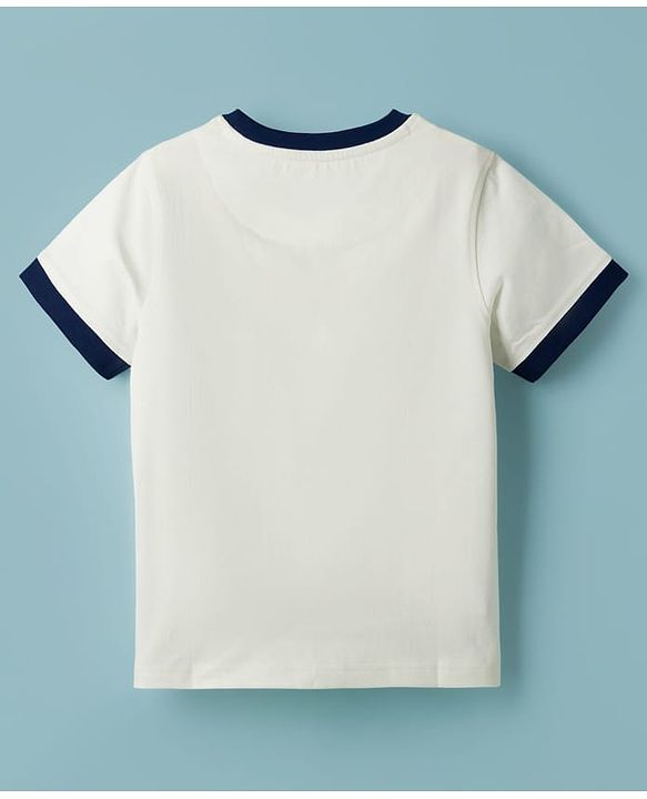 Pine Kids 100% Cotton Knit Half Sleeves Beach Theme Printed T-Shirt - White