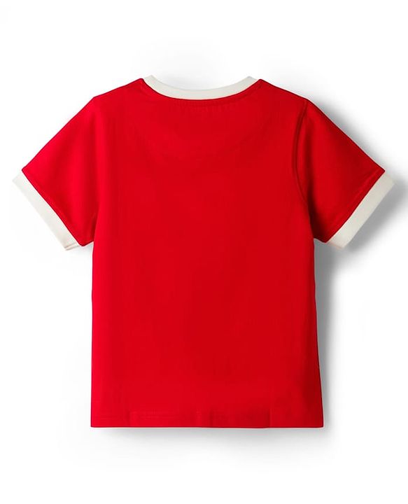 Pine Kids 100% Cotton Knit Half Sleeves Beach Theme Printed T-Shirt - Red