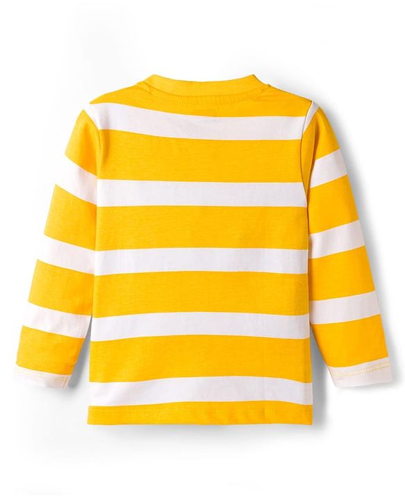 Babyhug Cotton Knit Full Sleeves T-Shirts with Stripes Tiger & Players Chicago 27 Graphics Pack of 3 - Yellow Red & Blue