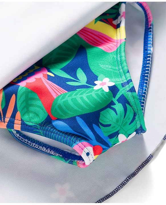 Babyhug Sleeveless Jungle Theme Printed Sleeveless Frock Swimsuit - Multicolour