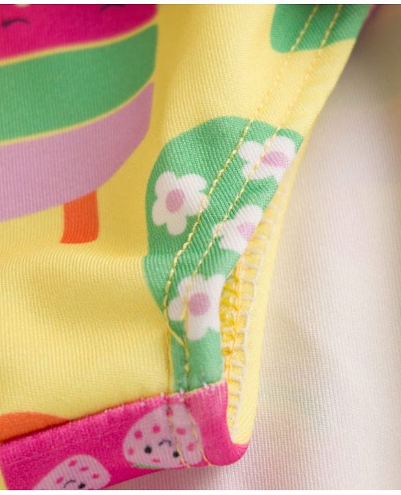 Babyhug Water Repellant Sleeveless Frock Swimsuit With Floral Print - Green
