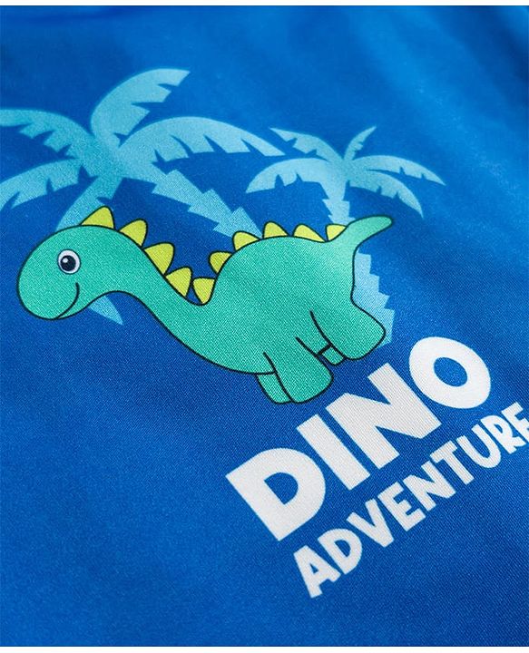 Babyhug Water Repellent Half Raglan Sleeves Beach Theme & Dino Printed Legged Swimsuit -  Blue