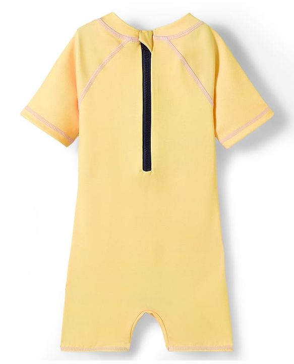 Babyhug Raglan Half Sleeves Nautical Theme & Animal Printed Legged Swimsuit - Blue