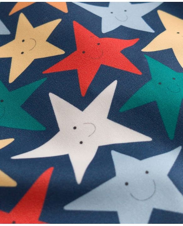 Babyhug Water Repellant Half Raglan Sleeves Legged Swimsuit  With Star Print - Navy Blue