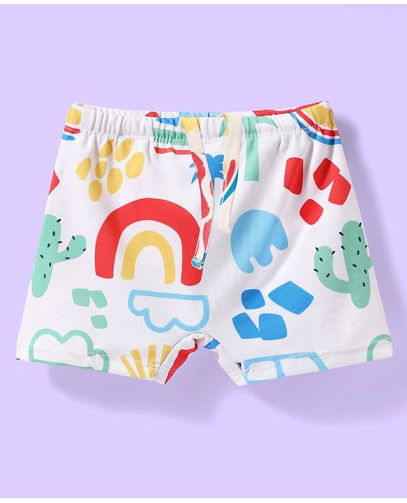 Babyhug Water Repellant Half Raglan Sleeves Beach Theme Printed Two Piece Swimsuit - Light Blue