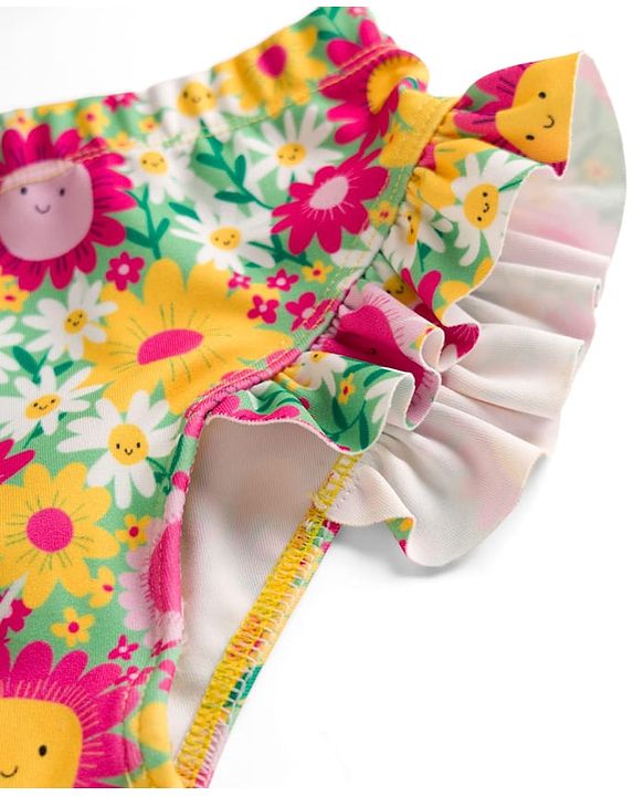 Babyhug Sleeveless Water Repellant Two Piece Swimsuit with Floral Print - Multicolor