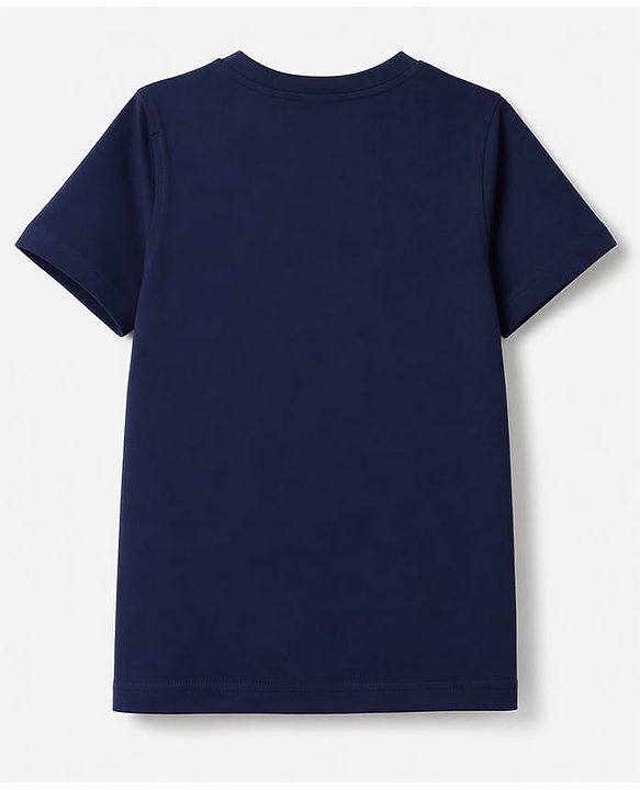 Pine Kids Cotton Knit T-Shirt with Half Sleeves and Take A Hike Text Print - Navy Blue