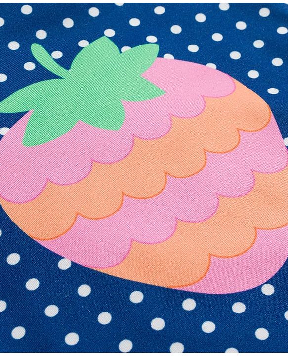 Babyhug Water Repellent Sleeveless V Cut Swimsuit with Strawberry Print - Navy Blue