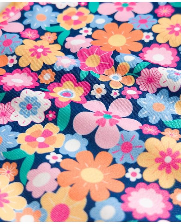 Babyhug Water Repellent Sleeveless V Cut Swimsuit With Floral Print - Multicolor