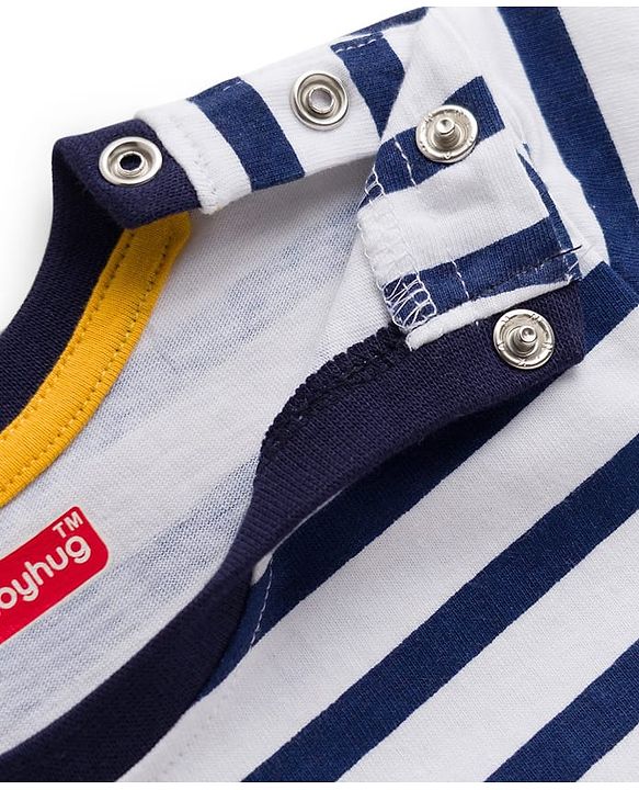 Babyhug Cotton Knit Full Sleeves Striped T-Shirt With Lion Print - Multicolor