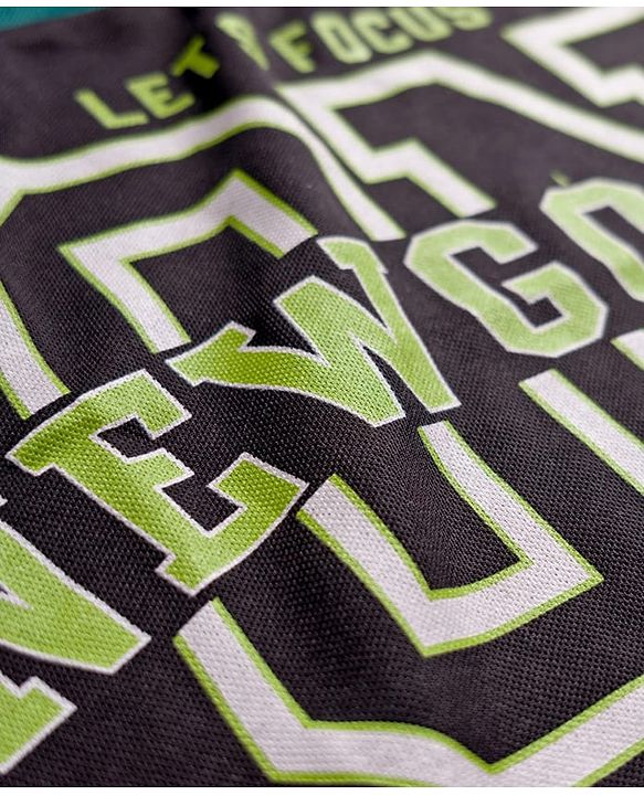 Pine Active Knit Drop Shoulder Half Sleeves T-Shirt with Front& Back Text Print- Dark Green