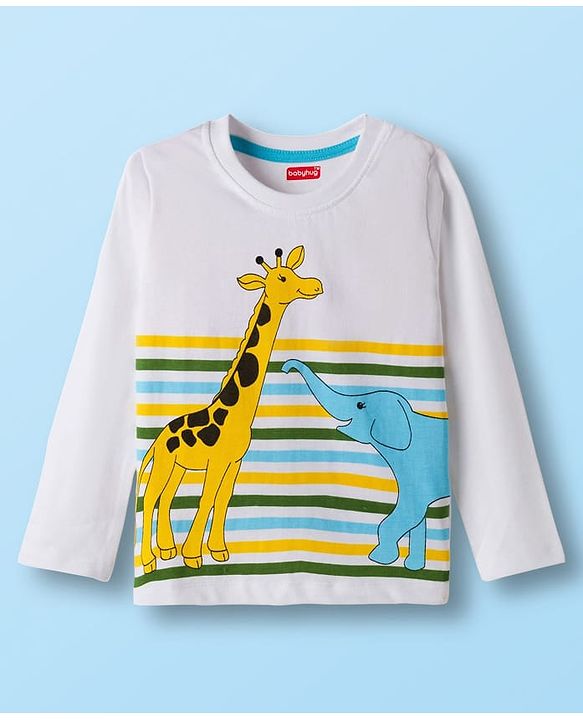 Babyhug Cotton Knit Full Sleeves T-Shirts With Animal & Text Print Pack of 3 - Multicolor