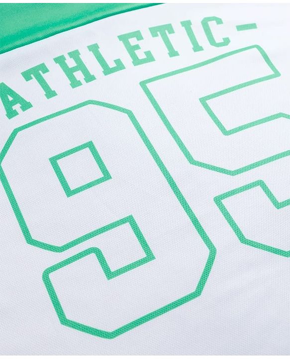 Pine Active Knit Drop Shoulder Half Sleeves T-Shirt with  Numerical & Text Print - Sea Green