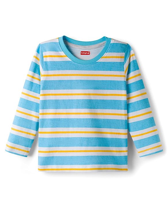 Babyhug Cotton Knit Full Sleeves T-Shirts With Stripes & Animal Print Pack of 3 - Multicolor