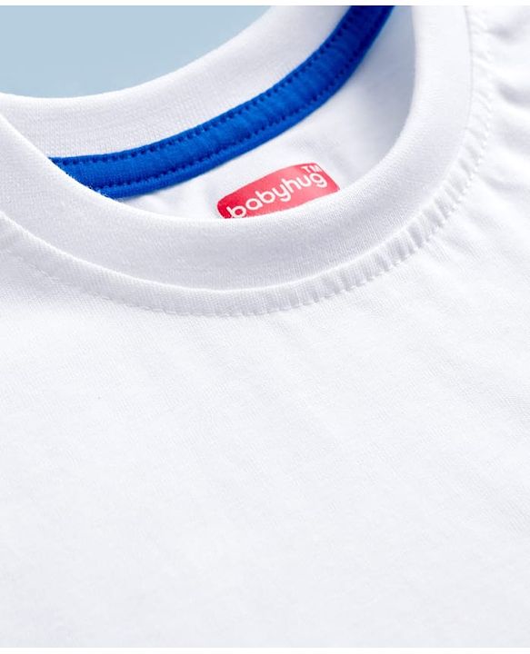 Babyhug 100% Cotton Knit Half Sleeves Solid T-Shirt - White