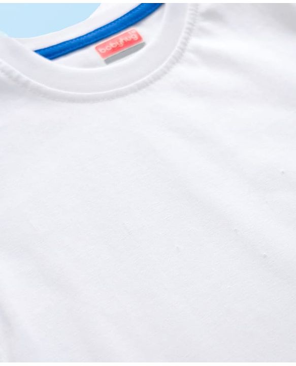 Babyhug 100% Cotton Knit Half Sleeves Solid T-Shirt - White