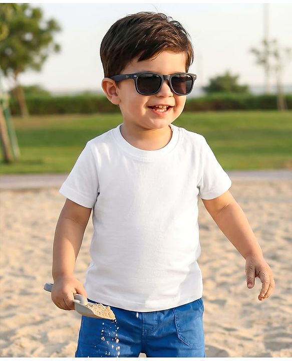 Babyhug 100% Cotton Knit Half Sleeves Solid T-Shirt - White