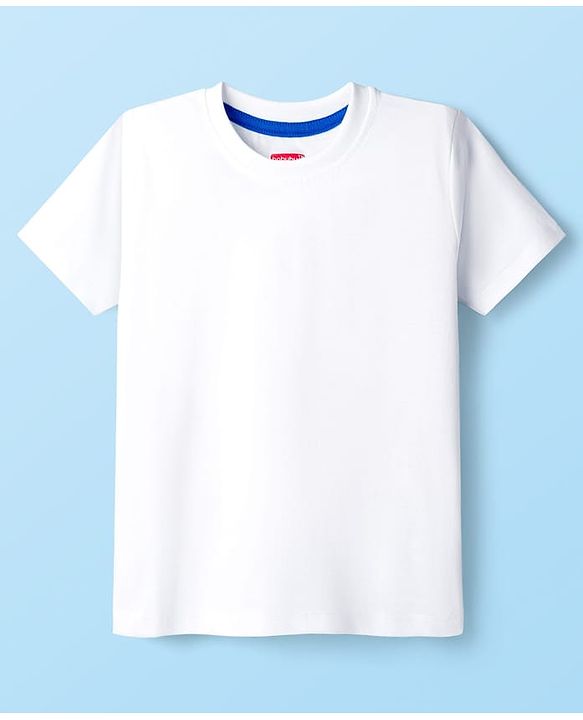Babyhug 100% Cotton Knit Half Sleeves Solid T-Shirt - White