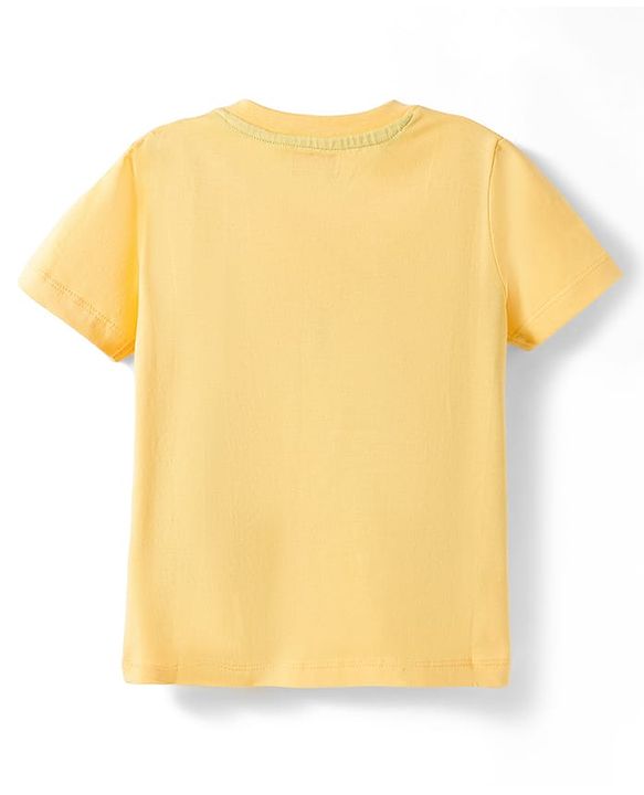 Babyhug 100% Cotton Half Sleeves Solid T-Shirt - Yellow