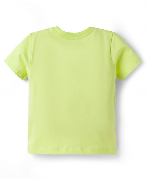 Babyhug 100% Cotton Knit Half Sleeves Text Printed T-Shirt - Lime Green