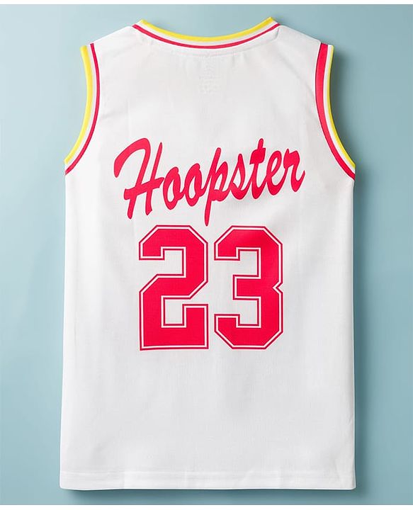 Pine Active Knit Sleeveless T-Shirt with Hoopster Print - White