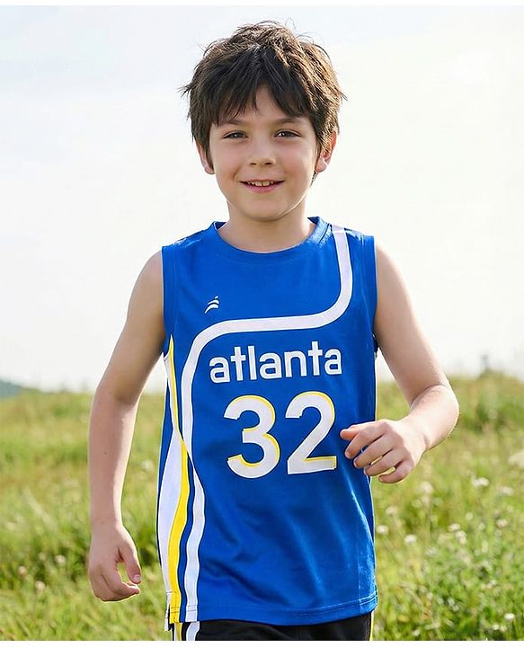 Pine Active Knit Sleeveless T-Shirt With Number Print - Navy Blue