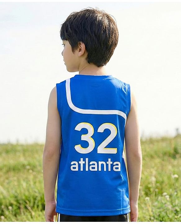 Pine Active Knit Sleeveless T-Shirt With Number Print - Navy Blue