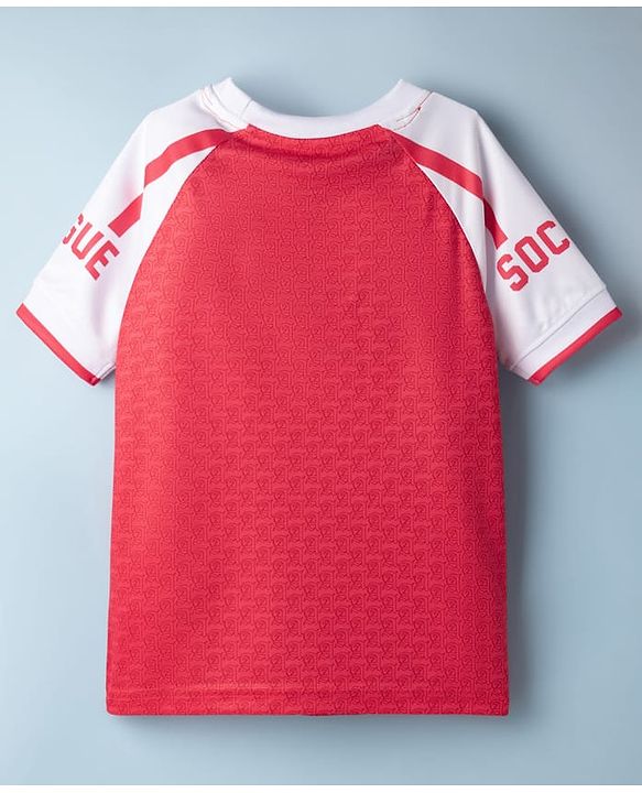 Pine Active Knit Half Raglan Sleeves T-Shirt With Soccer Print - Red
