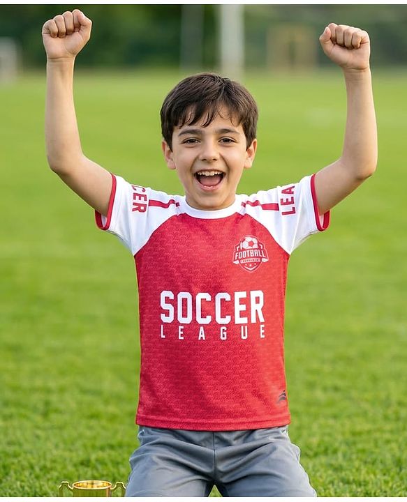 Pine Active Knit Half Raglan Sleeves T-Shirt With Soccer Print - Red