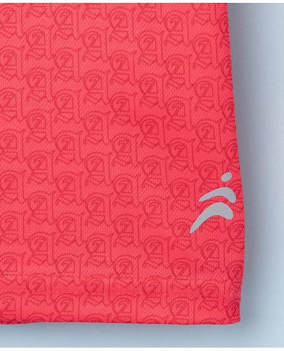Pine Active Knit Half Raglan Sleeves T-Shirt With Soccer Print - Red