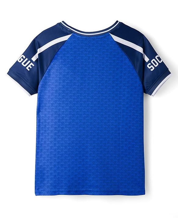 Pine Active Knit Half Raglan  Sleeves T-Shirt with Text Print - Navy Blue